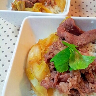 ✿白菜と牛肉の簡単すき焼き風牛丼❤